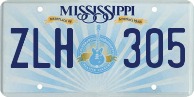 MS license plate ZLH305
