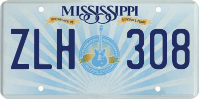 MS license plate ZLH308