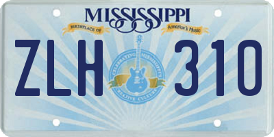 MS license plate ZLH310