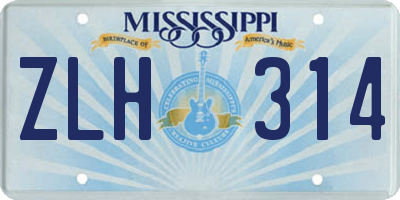 MS license plate ZLH314
