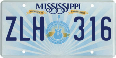MS license plate ZLH316