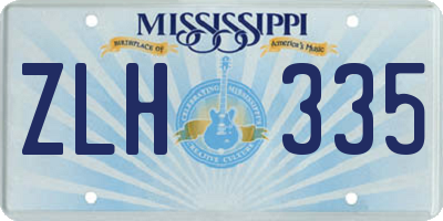 MS license plate ZLH335