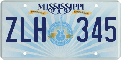 MS license plate ZLH345