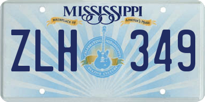 MS license plate ZLH349