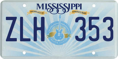 MS license plate ZLH353
