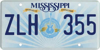 MS license plate ZLH355