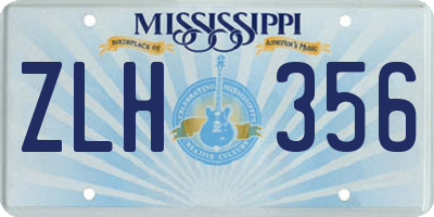 MS license plate ZLH356