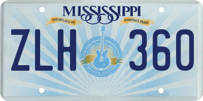 MS license plate ZLH360
