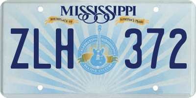 MS license plate ZLH372