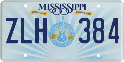 MS license plate ZLH384
