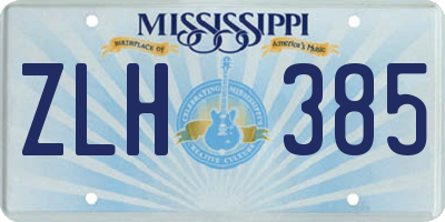 MS license plate ZLH385