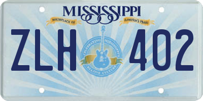 MS license plate ZLH402
