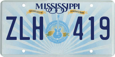 MS license plate ZLH419