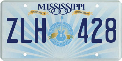 MS license plate ZLH428