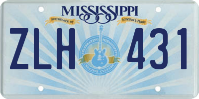 MS license plate ZLH431