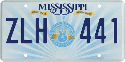 MS license plate ZLH441