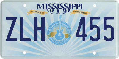 MS license plate ZLH455