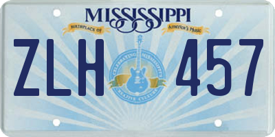 MS license plate ZLH457