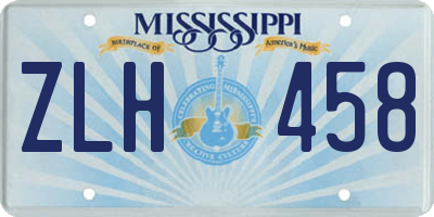 MS license plate ZLH458