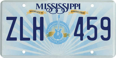 MS license plate ZLH459