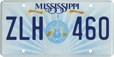 MS license plate ZLH460