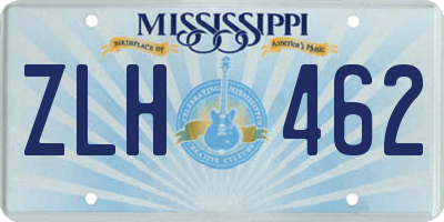 MS license plate ZLH462