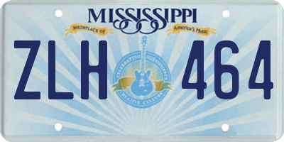 MS license plate ZLH464