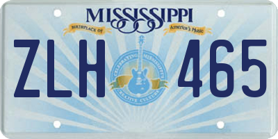 MS license plate ZLH465