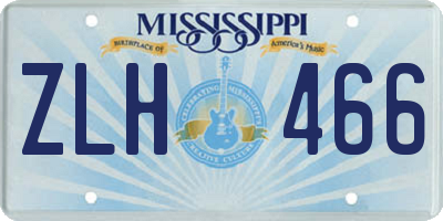MS license plate ZLH466