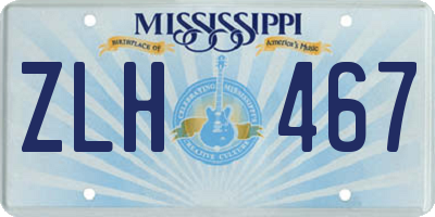 MS license plate ZLH467