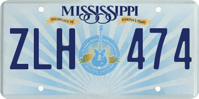 MS license plate ZLH474