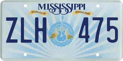 MS license plate ZLH475
