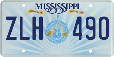 MS license plate ZLH490