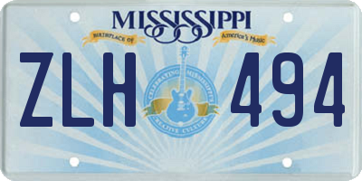 MS license plate ZLH494