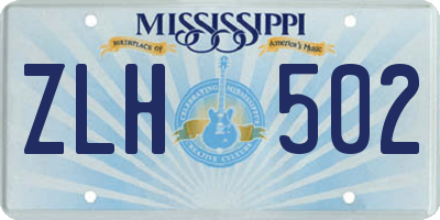 MS license plate ZLH502