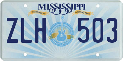 MS license plate ZLH503