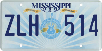 MS license plate ZLH514