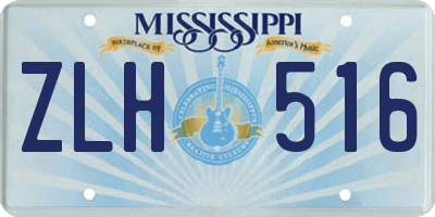 MS license plate ZLH516