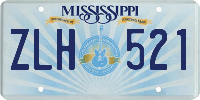MS license plate ZLH521