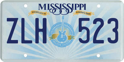 MS license plate ZLH523
