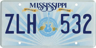 MS license plate ZLH532