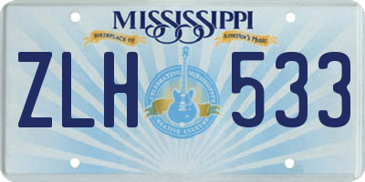 MS license plate ZLH533