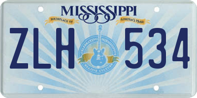 MS license plate ZLH534