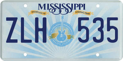 MS license plate ZLH535