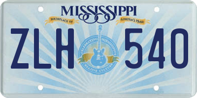 MS license plate ZLH540