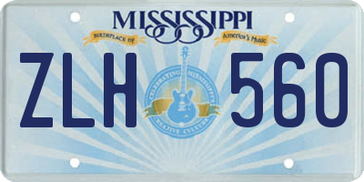 MS license plate ZLH560