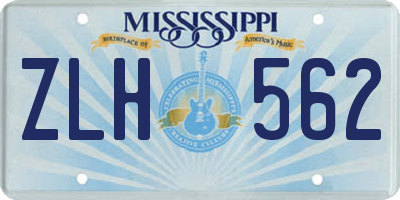 MS license plate ZLH562