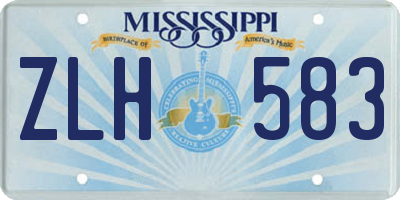 MS license plate ZLH583