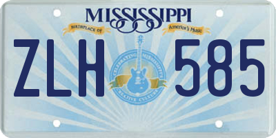 MS license plate ZLH585
