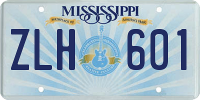 MS license plate ZLH601